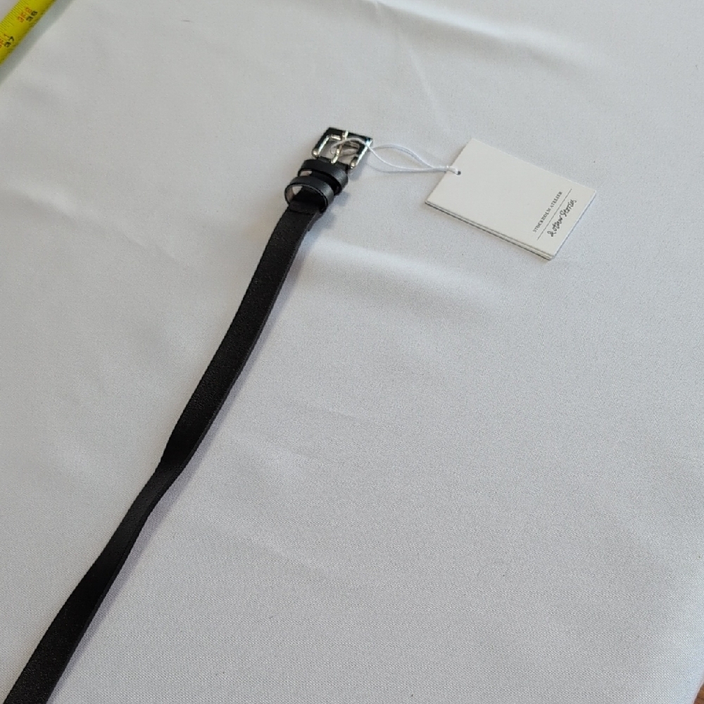 Genuine Italian Leather Black Belt with Silver Buckle